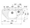 FRANKE Drez rohový SKX 651 E ventil 3 a1/2 960 x 500mm