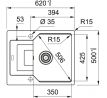 FRANKE Drez UBG 611-62 620 x 500mm sivý kameň